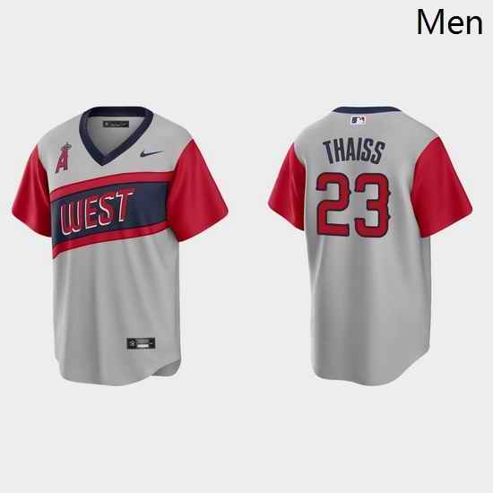 Men Los Angeles Angels 23 Matt Thaiss Men Nike Gray 2021 Little League Classic Game MLB Jersey